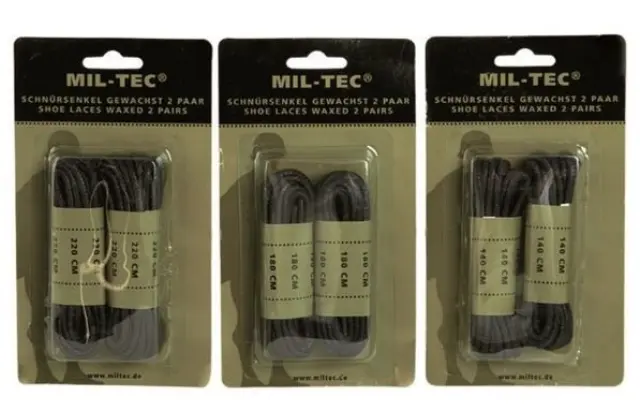 Mil-Tec Shoe Laces Waxed Black 180cm-Κορδόνια Αρβύλων Κερωμένα Μαύρα 180cm - 01-Black-Μαύρο