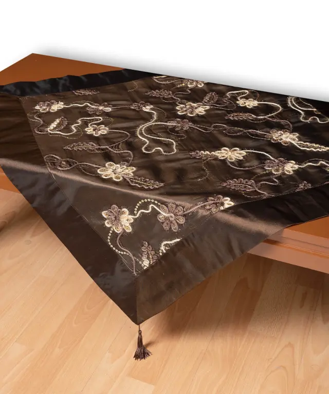 Σατέν τραπεζοκαρέ A11 (120cm x 120cm) καφέ - -