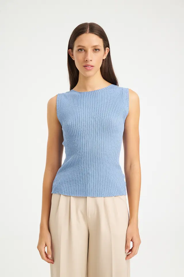 Ριπ Πλεκτό Τοπ με Στρογγυλή Λαιμόκοψη VENETSIA KNIT TOP - XS 2