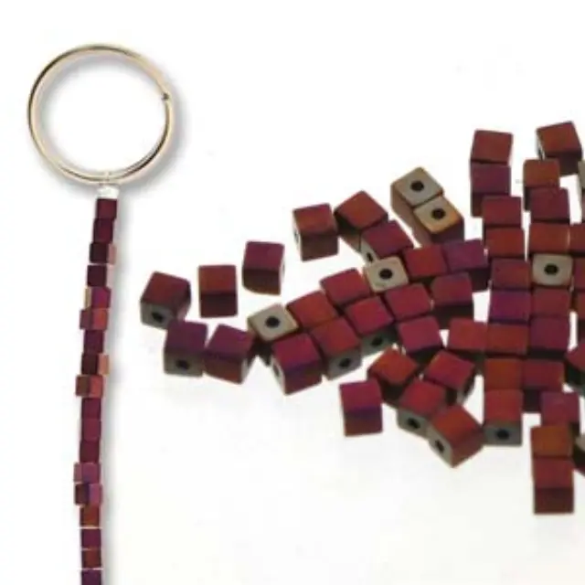 Χάντρα Αιματίτης Purple - Cube 1x1mm ~150τεμ