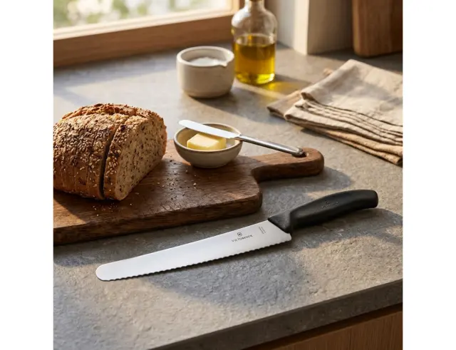 Μαχαιρι τεμαχισμού - ζαχαροπλαστικης Victorinox Swiss Classic οδοντωτό και μήκος λεπίδας 22cm - Black6.8633.22B
