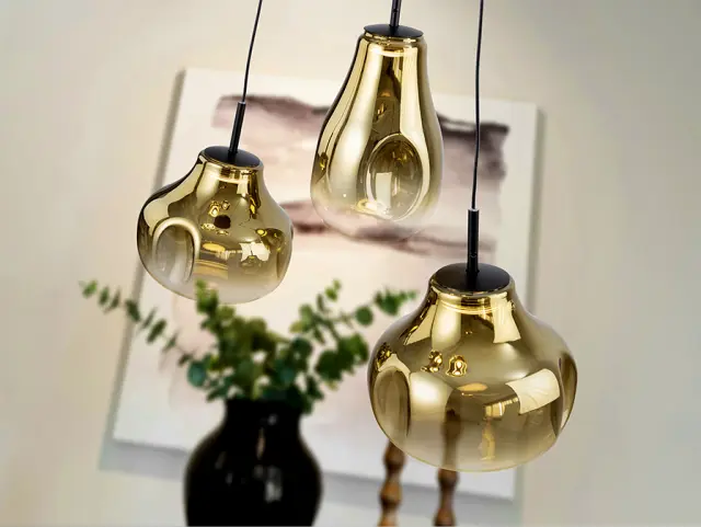 ALEDIS Κρεμαστό Φωτιστικό 3L Black-Golden με Γυαλί & LED Μαύρο 2
