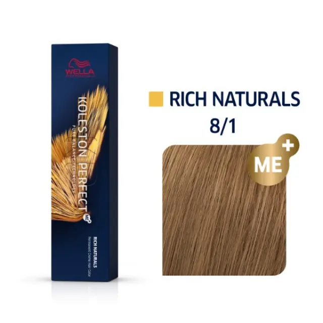 Wella Professionals Koleston Perfect Me+ Rich Naturals 60ml | Απόχρωση 8/1 Ξανθό Ανοιχτό Σαντρέ 2