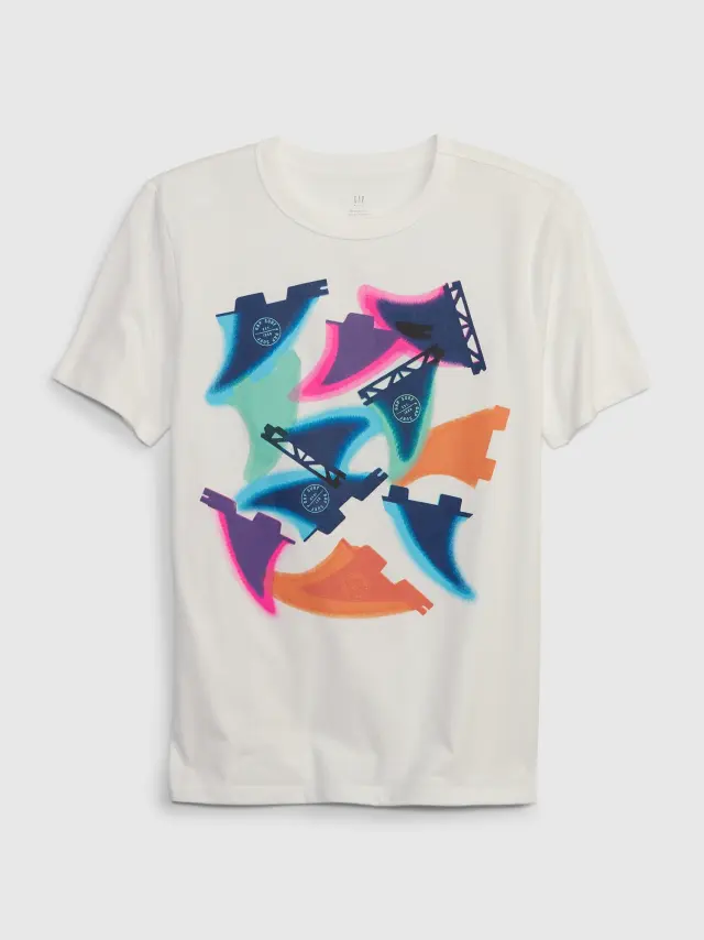 Άσπρη Παιδική 100% Οργανικό Βαμβάκι Graphic Μπλούζα new off white - XS