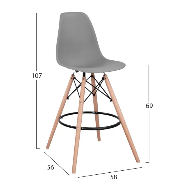 ΣΚΑΜΠΟ ΜΠΑΡ FB90173.10 ΓΚΡΙ 58x56x107Υ εκ. 2