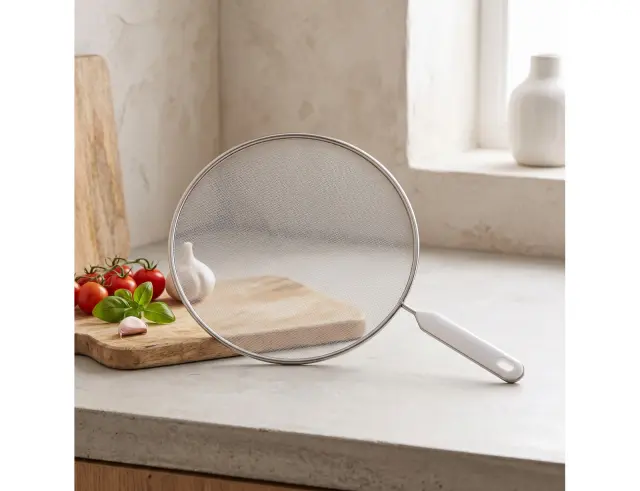 Κάλυμμα τηγανιού Kitchen Tools 22276996 Ανοξείδωτο ατσάλι, πλαστικό χερούλι, Ø 28 x 1cm, Γκρί/άσπρο 22276996