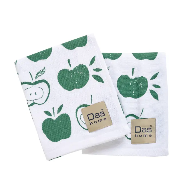 Πετσέτες Κουζίνας Σετ 2 Τεμ 40x60 Das Home 0739 White-Green 100% βαμβακερό