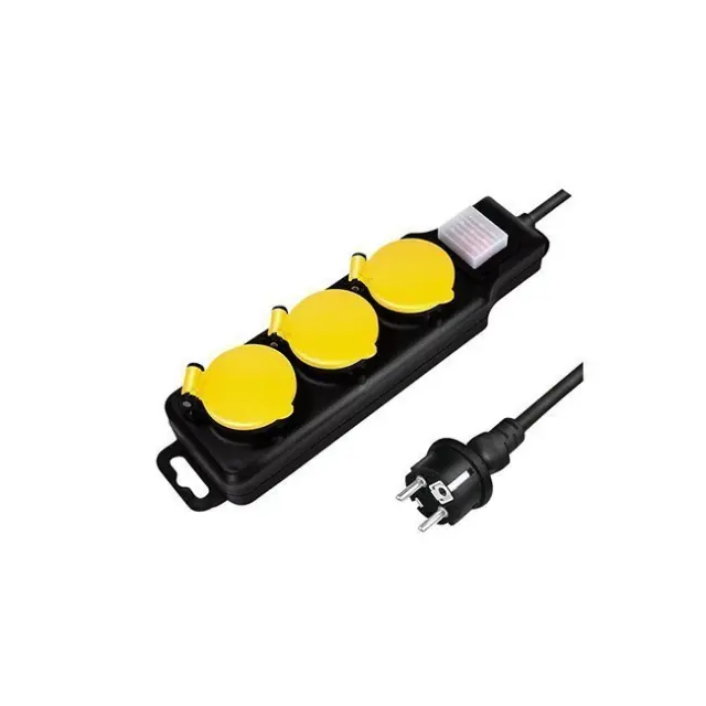 LogiLink Power Strip 3-socket IP44 1.5m Black / Yellow (LPS253)