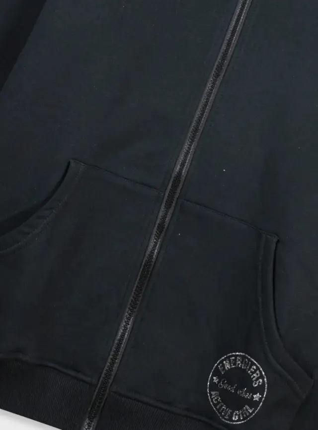 Fleece ζακέτα Energiers Basic Line με κουκούλα - ΜΑΥΡΟ 3