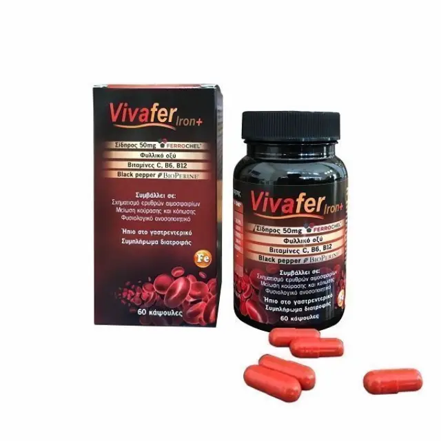 Vivapharm Vivafer Iron+ Συμπλήρωμα Διατροφής Σιδήρου 60 κάψουλες