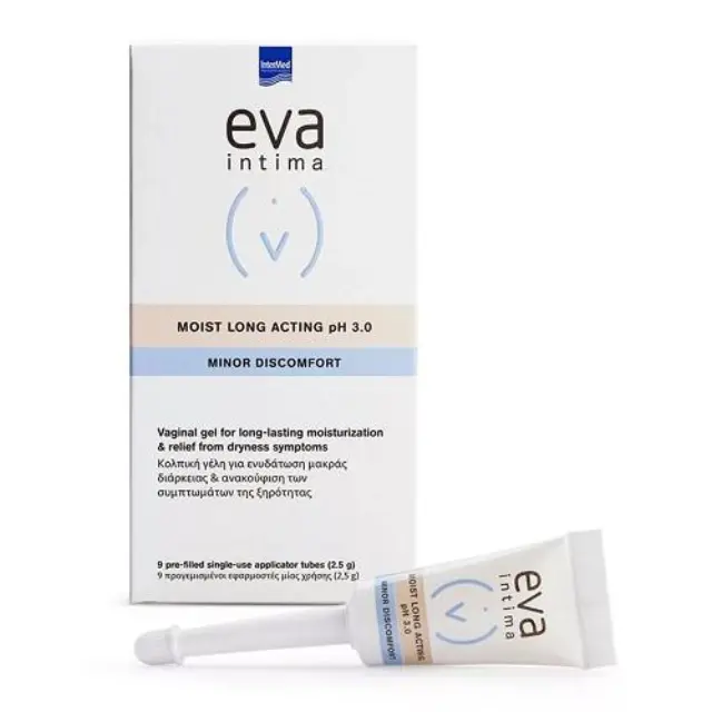 Eva Intima Moist Long Acting Gel 9 Applicators Υγραντική γέλη μακράς διάρκειας δράσης για την ανακούφιση της ξηρότητας του κόλπου, 9x2,5g