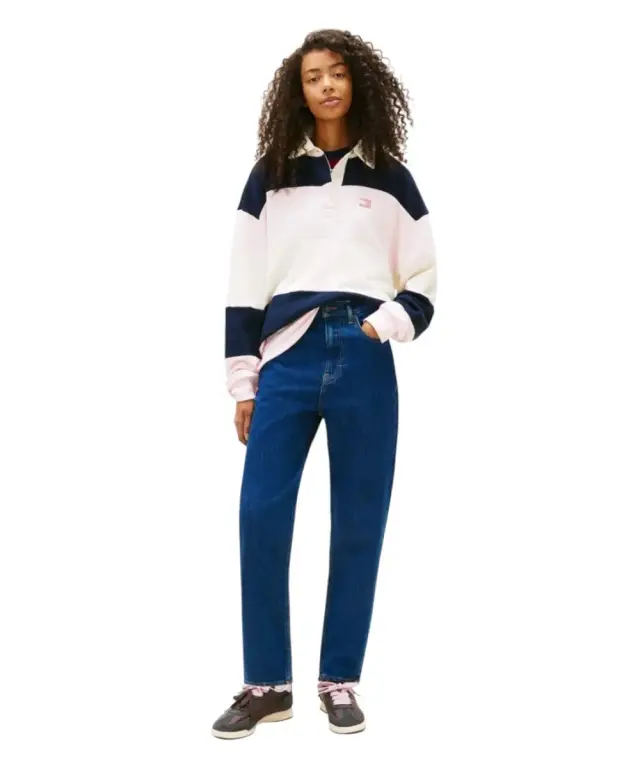 Tommy Hilfiger - Γυναικείο Ψηλόμεσο Παντελόνι Τζιν Uh Tpr Mom Fit DW0DW22446-1BK Μπλε 2
