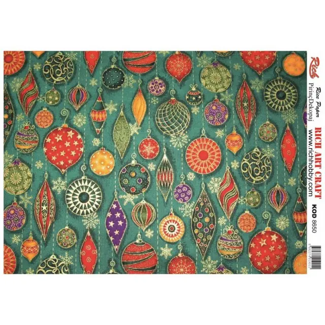 Ριζόχαρτο Rich, 30x42cm, Χριστουγεννιάτικες μπάλες, 8650