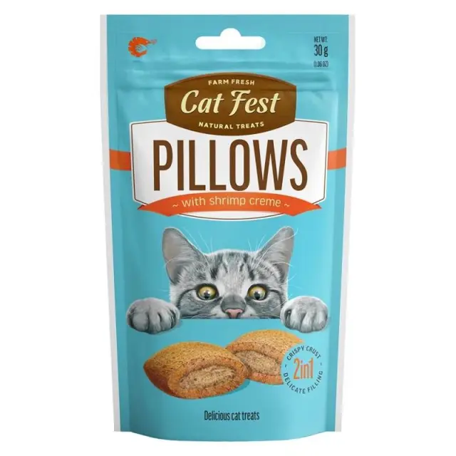 Cat Fest Crunchy Pillow Snack Γάτας Με Γέμιση Κρέμα Γαρίδας 30gr Μονόχρωμο