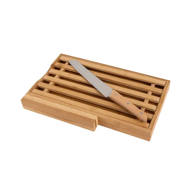 Επιφάνεια Κοπής Essentials Με Μαχαίρι Ψωμιού Bamboo 35.5x22x3.5cm Estia 01-12946 2