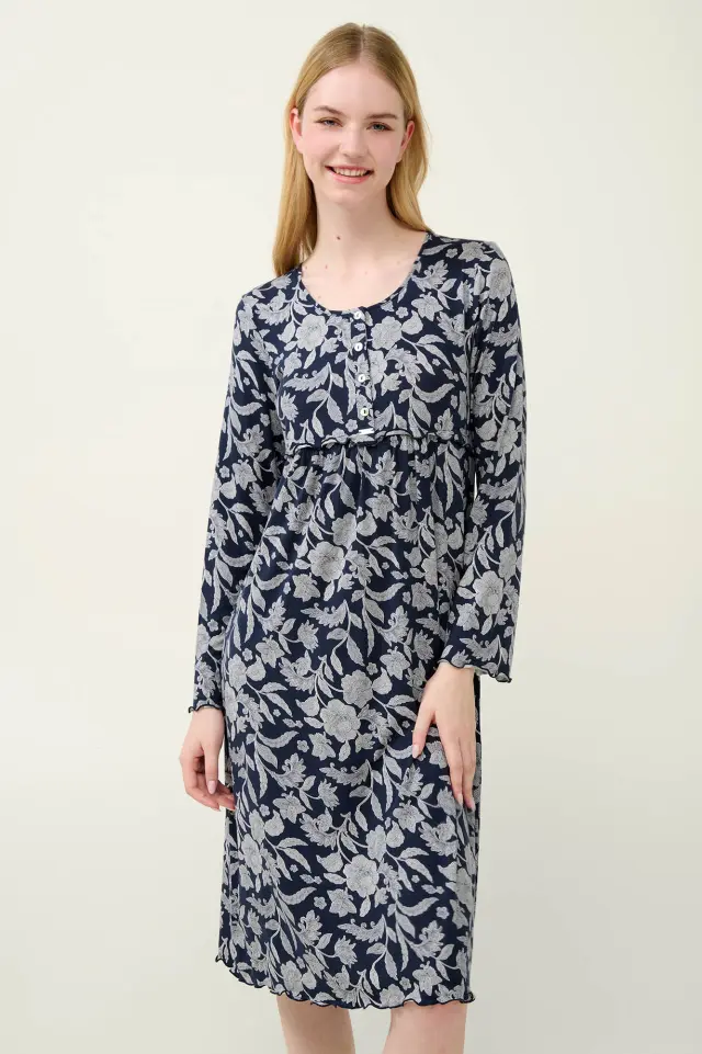 Νυχτικό Εγκυμοσύνης και Θηλασμού Micromodal Vamp 23066 BLUE BLAZER - S