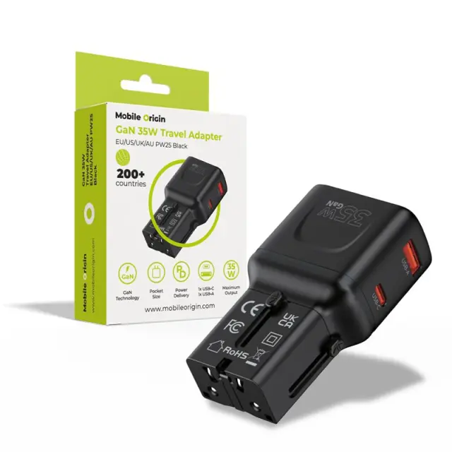 Mobile Origin 35W Travel Adapter, EU/US/UK/AU PW25, black