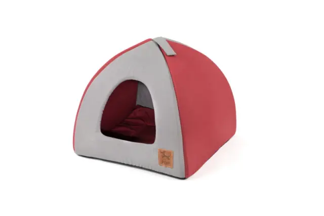 PQP Βαμβακερή Φωλίτσα Igloo One Size Μπορντό/Γκρι (42x42x36cm) 36x42x42cm Μονόχρωμο
