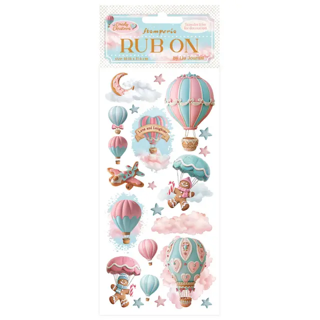 Χαλκομανίες (Rub-On) 10.16×21.6cm Stamperia, Candy Christmas, Hot Air Balloon