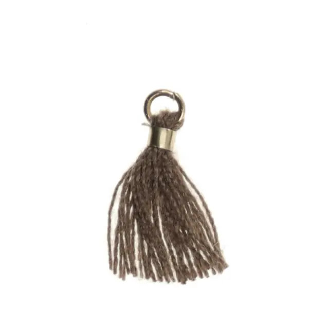 Φούντα με Κρικάκι Gold 12mm - Brown - 5τεμ