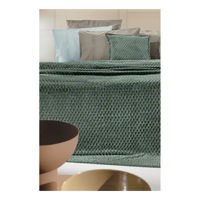 Σετ Κουβέρτα Fleece Υπέρδιπλη και Μαξιλαροθήκη Διακόσμησης Guy Laroche Smoothie Pesto 220x240 3