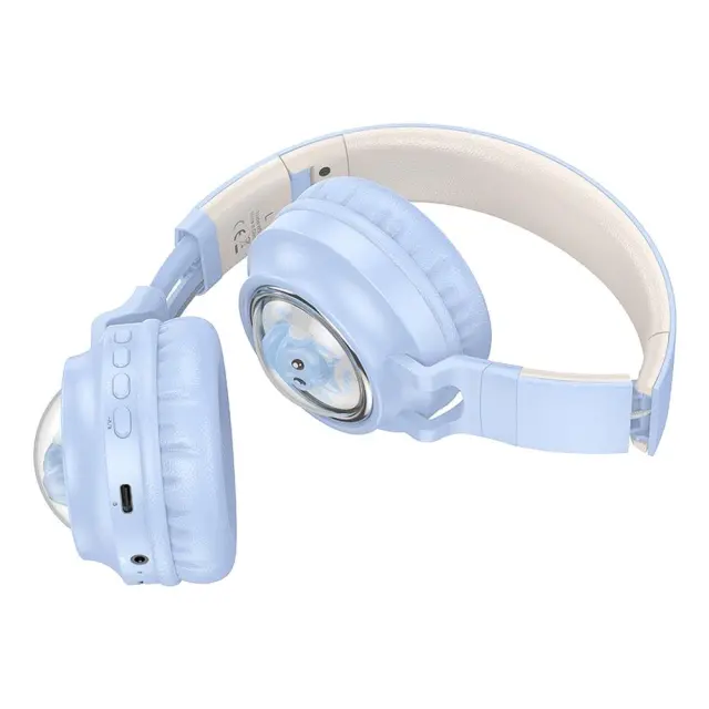 Hoco Ασύρματα/Ενσύρματα Over Ear Ακουστικά Μπλε W50 2