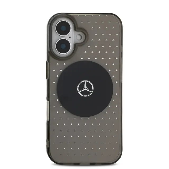 Mercedes PC/TPU Star Pattern MagSafe Case for iPhone 16 Plus Black 2