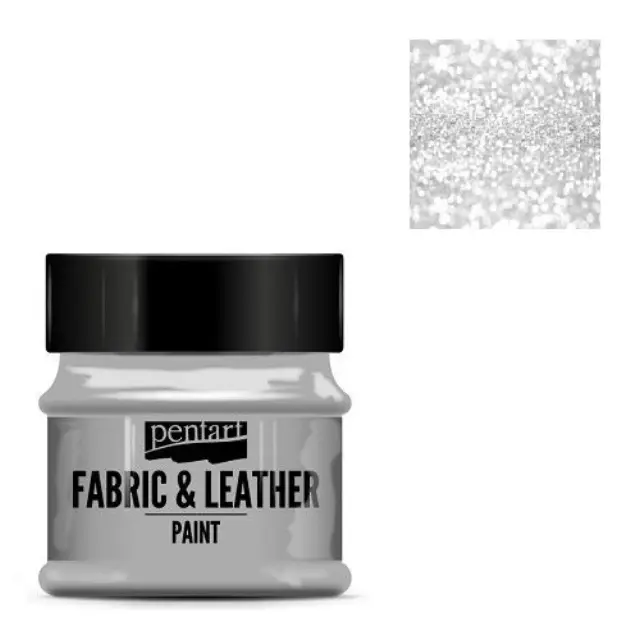 Fabric and leather paint 50 ml, Pentart -Χρώμα για ύφασμα και δέρμα, Glittering Silver
