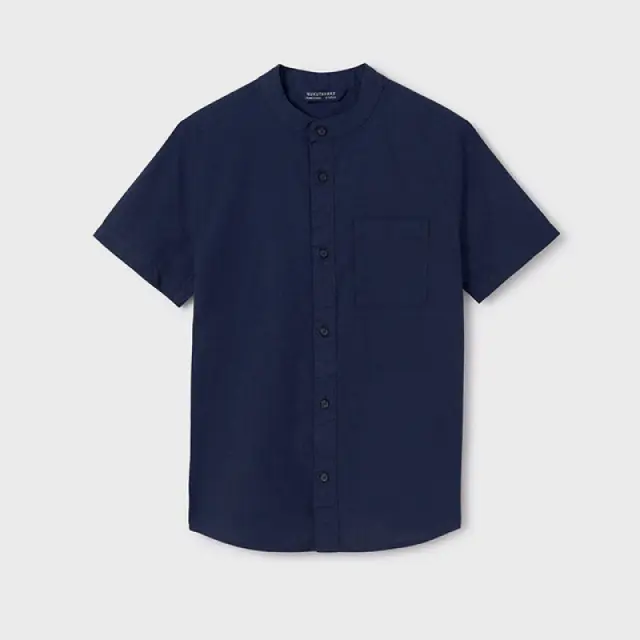 Junior 10 έως 18 ετών Πουκάμισο μάο Better Cotton ναυτικό μπλε - 18Ε