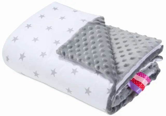 Παιδική Κουβέρτα 2 Όψεων 75x100cm Minky Grey Stars 5907534759419