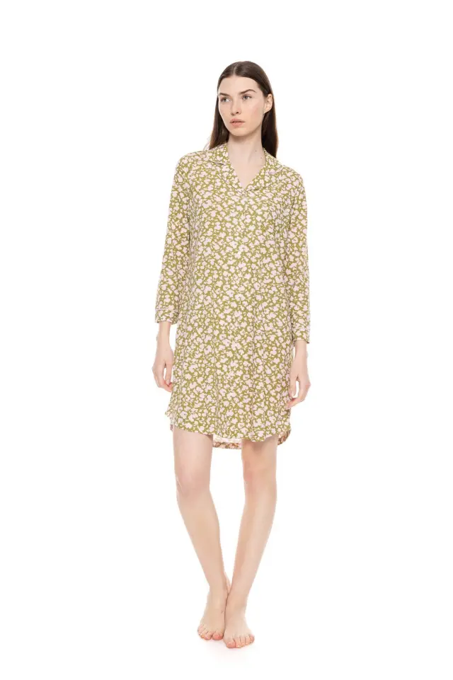 W1612 - Type - NIGHTGOWN BUTTONED GREEN BLOSSOM