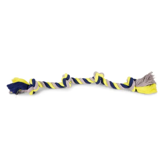 Vadigran Σχοινί Βαμβακερό 4 Κόμποι Μπλε-Κίτρινο 58cm 260gr
