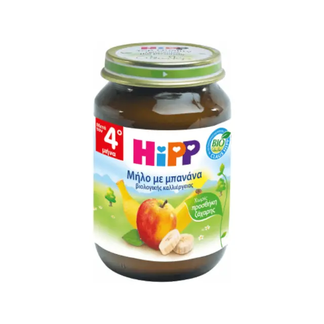 Hipp Φρουτόκρεμα Μήλο με Μπανάνα 4m+ Βιολογικής Καλλιέργειας, 190gr