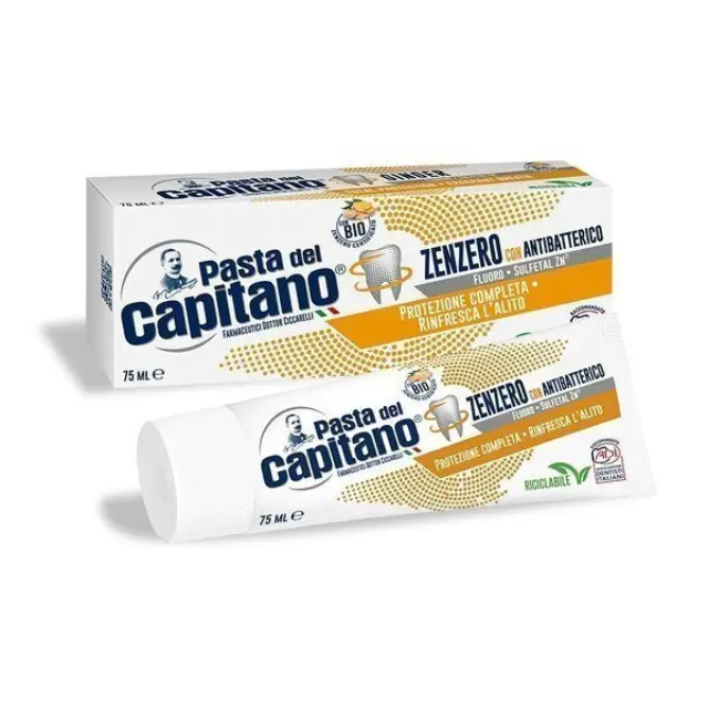 Pasta Del Capitano Ginger Toothpaste Οδοντόπαστα Με Τζίντζερ 75ml & ΔΩΡΟ Whitening Soft Μαλακή Οδοντόβουρτσα Λεύκανσης
