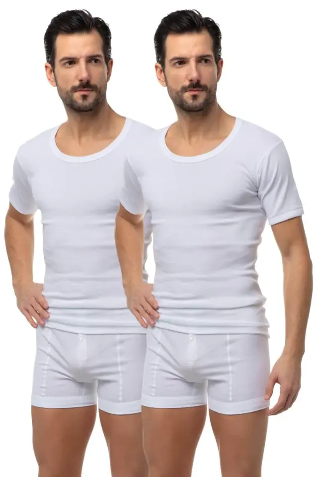 Minerva Classic Ανδρική Κοντομάνικη Φανέλα 2Pack 17002-005 - ΛΕΥΚΟ - L