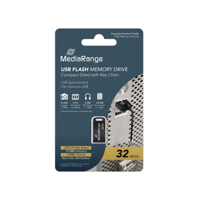 MediaRange USB 2.0 Nano Flash Drive 32GB (MR922) MR SSD & USB FLASH DRIVES & MEMORY CARDS