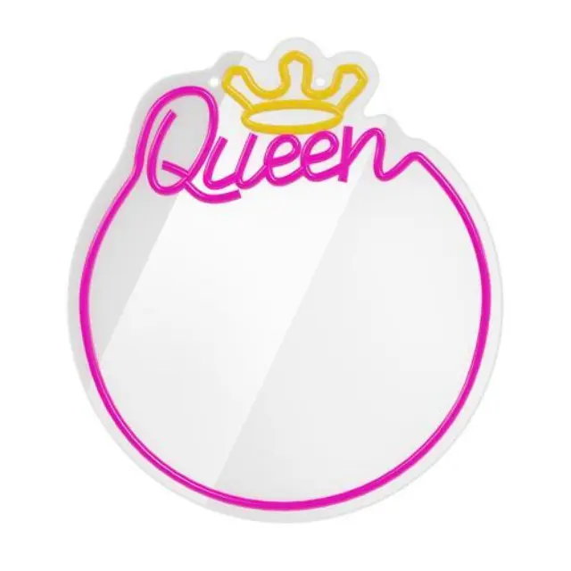 Neon LED Forever Light Καθρέπτης FMNE04 QUEEN Λευκό-Ροζ N66487