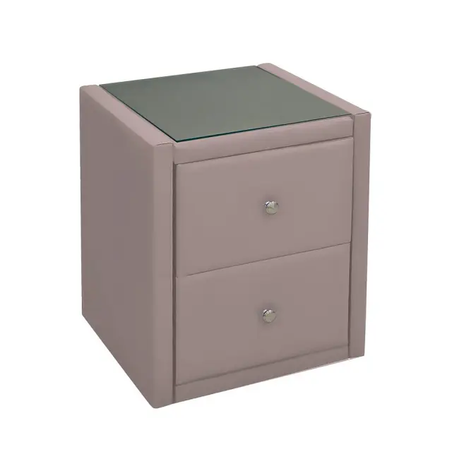 Κομοδίνο WILTON Cappuccino PU/PVC/Δέρμα 46x41x57cm