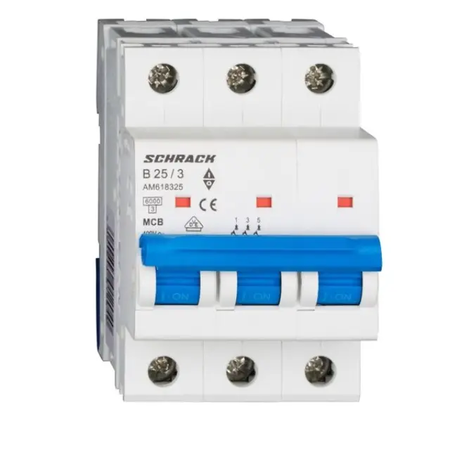 Miniature Circuit Breaker (MCB) AMPARO 6kA, B 25A, 3-pole