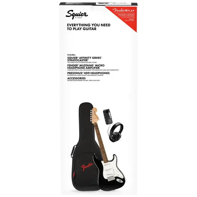 Squier Affinity SSS Stratocaster BLK Mustang Micro Πακέτο Ηλεκτρικής Κιθάρας