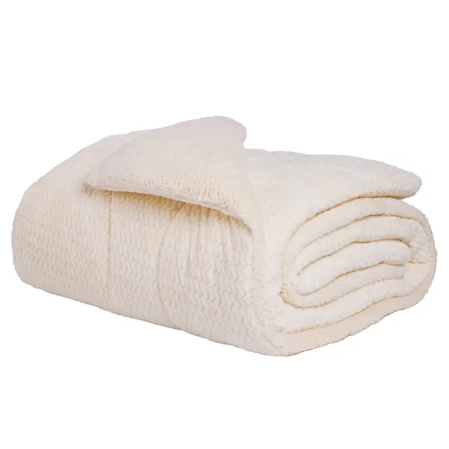 Κουβερτοπάπλωμα 220x240 Υπέρδιπλο 750gsm Fleece-Sherpa Das Home 1366 Ecru 100% Πολυέστερ 3