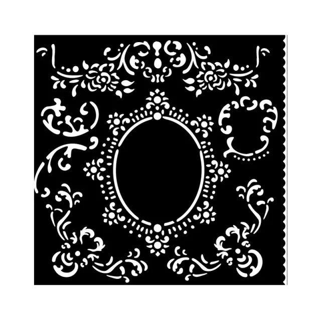 Thick Stencil Stamperia 18x18cm, House of Roses, Borders and corners