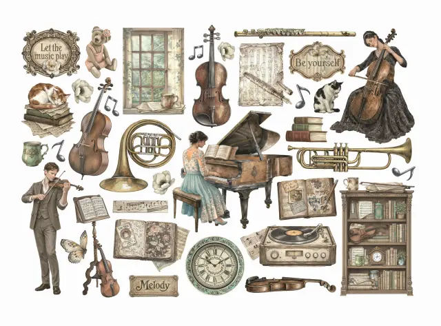 Αυτοκόλλητα Die Cuts-Ephemera Stamperia, Symphony 2