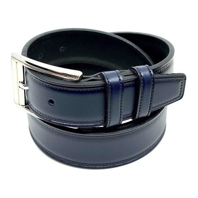 Μπλε Δερμάτινη Ζώνη Full Grain 3,5 cm - 110cm