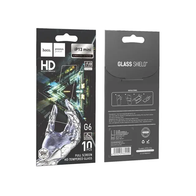 Tempered Glass Hoco G6 Instant Full Screen High-Definition HD 2.5D για Apple iPhone 13 mini Μαύρο. 2