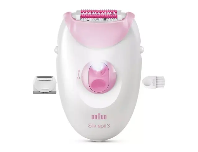 Αποτριχωτική Μηχανή Epilator Braun Silk Epil 3 SE3-031 με 2 ταχύτητες, κεφαλή ξυριστικής μηχανής και χτενάκι για τριμάρισμα - Pink SE3-031