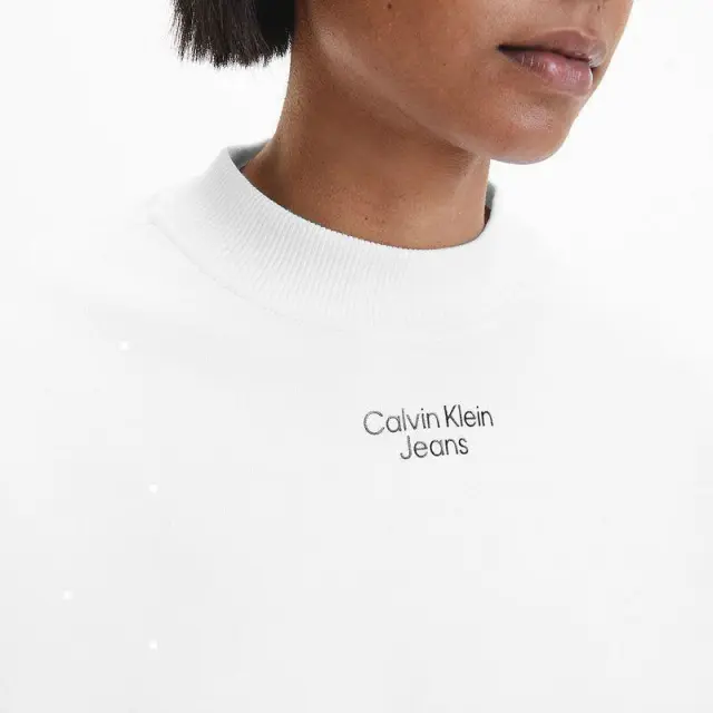 Calvin Klein - Γυναικείο Φούτερ Cropped Relaxed Fit J20J218174-YAF Λευκό - 2XL 2