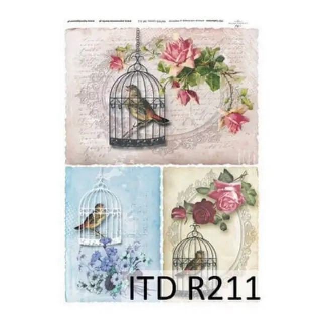 Ριζόχαρτο ITD, 21x29cm, Πουλάκια στο Κλουβί, R211