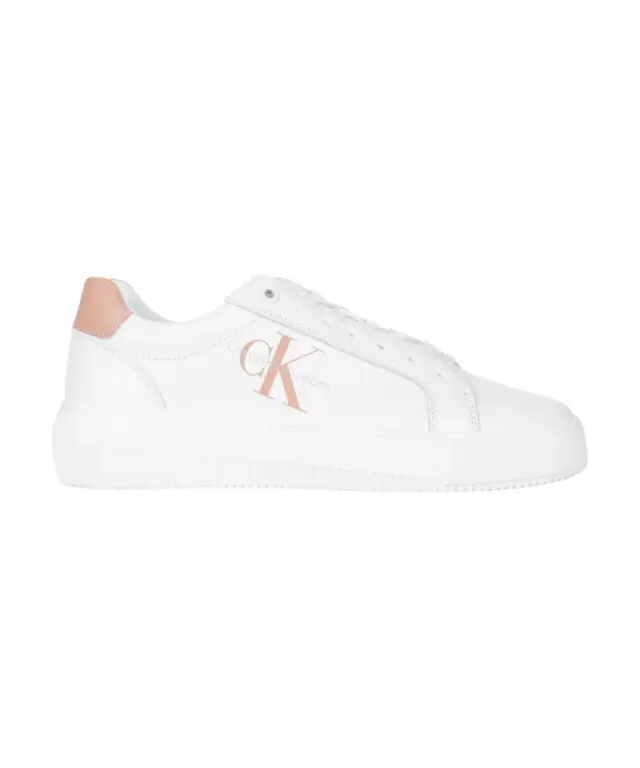Calvin Klein - Γυναικεία Δερμάτινα Sneakers Chunky Cupsole Mono Wn YW0YW00823-0K6 Λευκό - 40