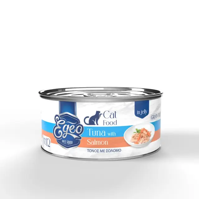 Egeo Υγρή Τροφή Adult Grain Free Γάτας Τόνος Με Σολομό Σε Ζελέ 85gr Μονόχρωμο